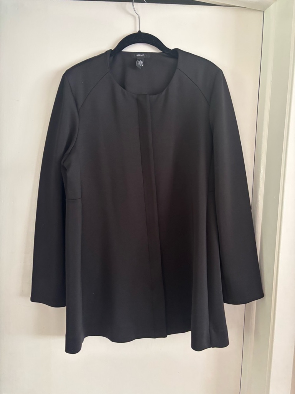 Alfani Black Collarless Long Coat
